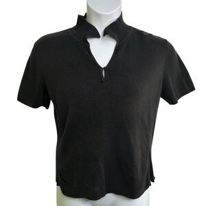Designers Originals Black Sweater Short Sleeve Top Travel 100% Cotton Sz Large